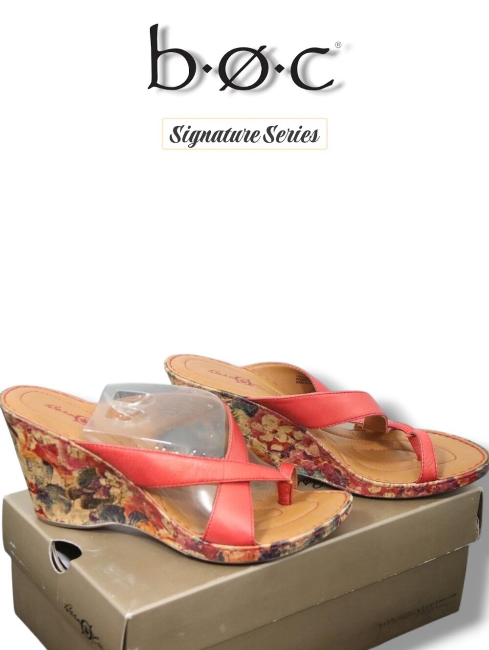 BØRN CROWN Pink Leather Toe Thong WEDGE PIO SANDAL New NWT Original Box Size 10